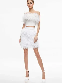 Women Alice and Olivia Cina Feather Mini Skirt