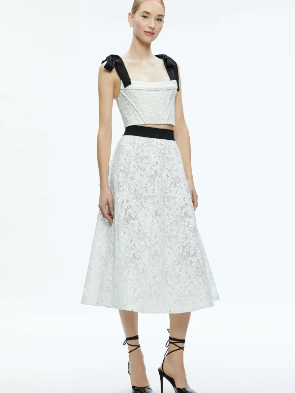 Women Alice and Olivia Clara Bow Strap Bustier Crop Top