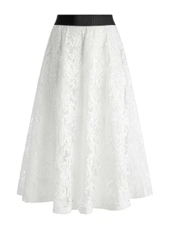 Women Alice and Olivia Clara Bow Strap Bustier Crop Top + Earla Lace Midi Skirt