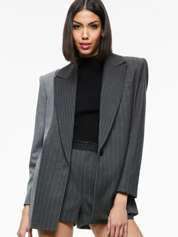 Women Alice and Olivia Colley Notch Collar Blazer + Conry Pleated Cuff Short