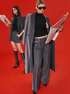 Women Alice and Olivia Colley Notch Collar Blazer + Conry Pleated Cuff Short
