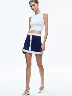 Women Alice and Olivia Colton Colorblock Button Front Mini Skirt