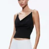 Women Alice and Olivia Coral Crystal Strap Cowl Neck Top