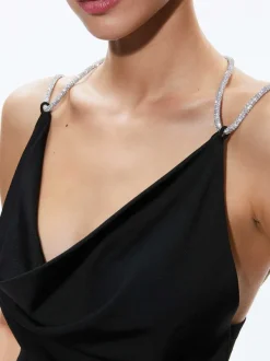 Women Alice and Olivia Coral Crystal Strap Cowl Neck Top