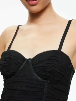 Women Alice and Olivia Damia Ruched Bustier Top