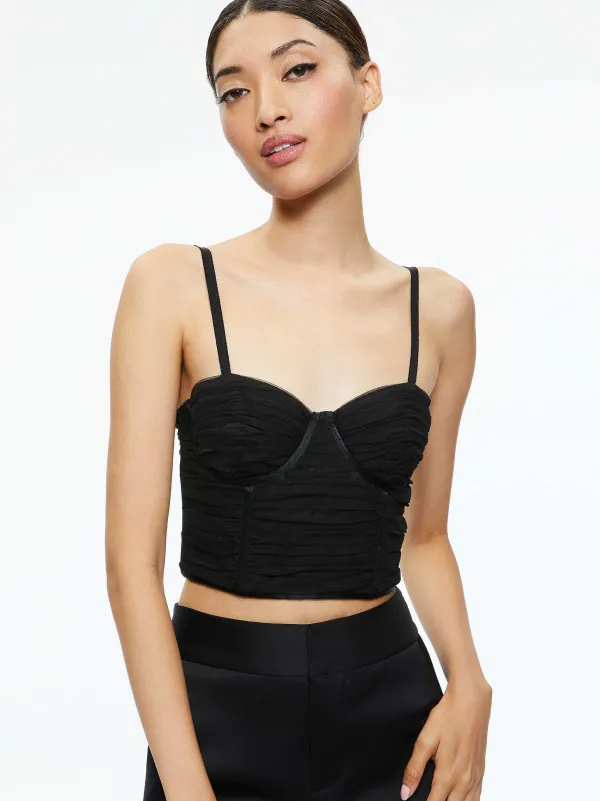 Women Alice and Olivia Damia Ruched Bustier Top