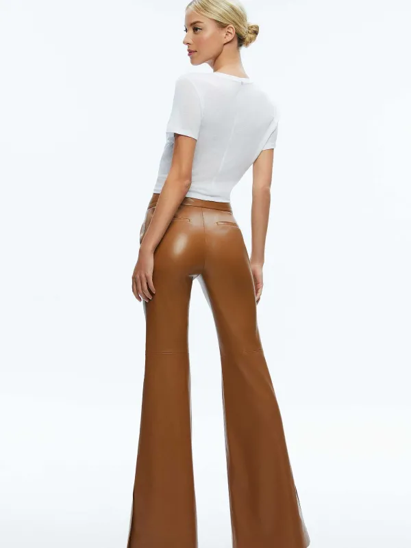 Women Alice and Olivia Danette Vegan Leather Split Hem Trousers