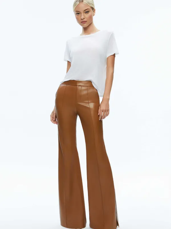 Women Alice and Olivia Danette Vegan Leather Split Hem Trousers