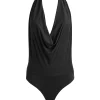 Women Alice and Olivia Dani Halter Deep Cowl Neck Bodysuit