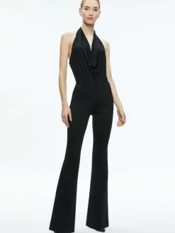 Women Alice and Olivia Dani Halter Deep Cowl Neck Bodysuit