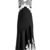 Women Alice and Olivia Daphne Lace Asymmetrical Slit Midi Dress