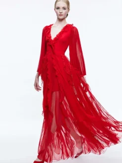 Women Alice and Olivia Day Sunburst Sleeve Maxi Dress