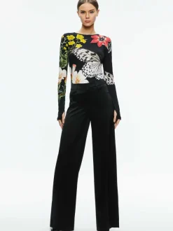 Women Alice and Olivia Delaina Long Sleeve Crop Top