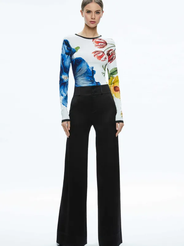 Women Alice and Olivia Delaina Long Sleeve Cropped Top