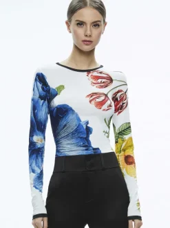 Women Alice and Olivia Delaina Long Sleeve Cropped Top