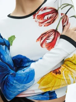 Women Alice and Olivia Delaina Long Sleeve Cropped Top