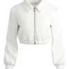 Women Alice and Olivia Della Cropped Vegan Leather Jacket