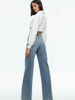 Women Alice and Olivia Della Cropped Vegan Leather Jacket