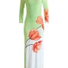 Women Alice and Olivia Delora Open Back Crew Neck Maxi Dress