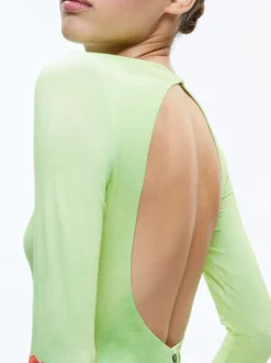 Women Alice and Olivia Delora Open Back Crew Neck Maxi Dress