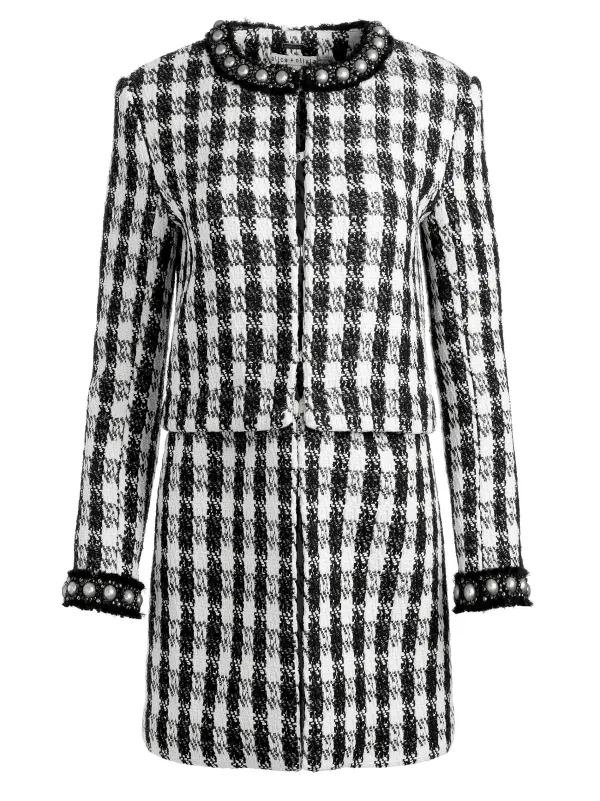 Women Alice and Olivia Deon Two-Fer Tweed Jacket + Mace Tweed Mini Skort