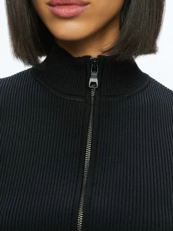 Women Alice and Olivia Dorris Ribbed Zip Up Cardigan