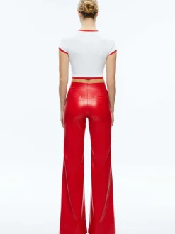 Women Alice and Olivia Dylan High Waisted Vegan Leather Wide Leg Pant