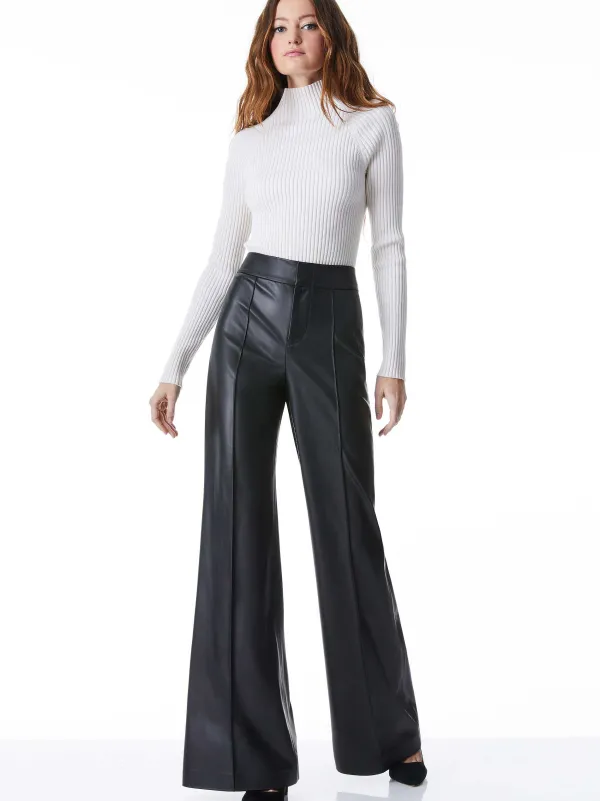 Women Alice and Olivia Dylan Vegan Leather Wide Leg Pant