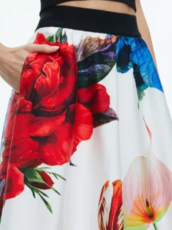 Women Alice and Olivia Earla High Rise Flared Midi Skirt