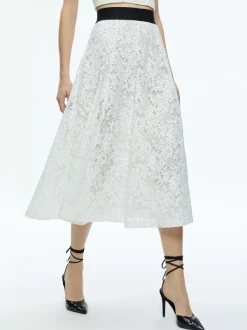Women Alice and Olivia Earla Lace Midi Skirt