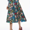 Women Alice and Olivia Earla Vegan Leather Flare Skirt + Ilan Smocked Sleeve Button Front Blouse