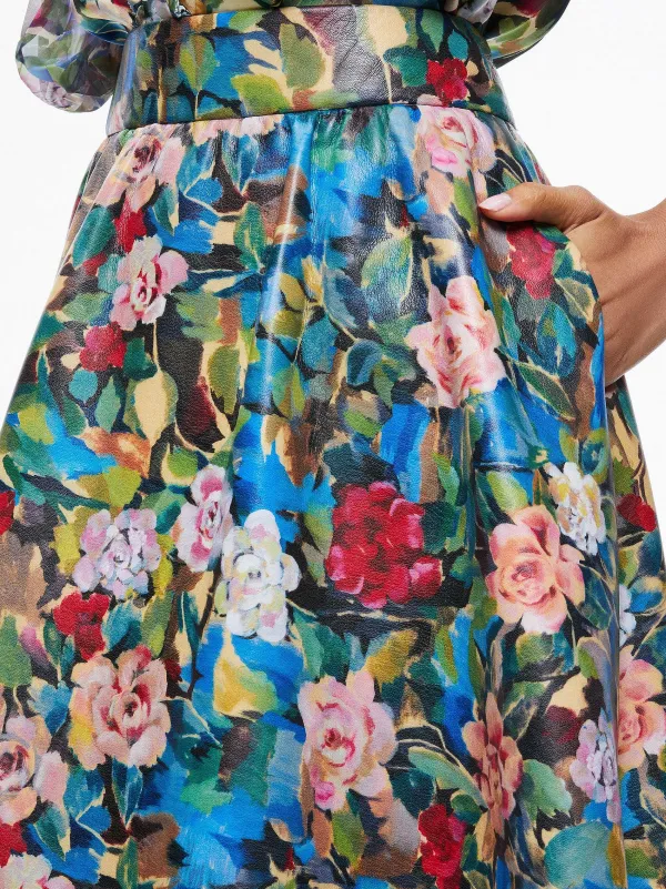 Women Alice and Olivia Earla Vegan Leather Flare Skirt