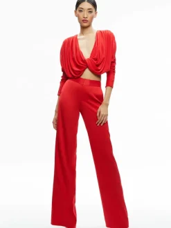 Women Alice and Olivia Elda Twisted Draped Cropped Top