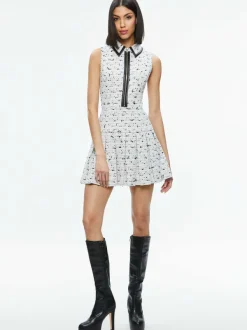 Women Alice and Olivia Ellis Tweed Box Pleat Dress