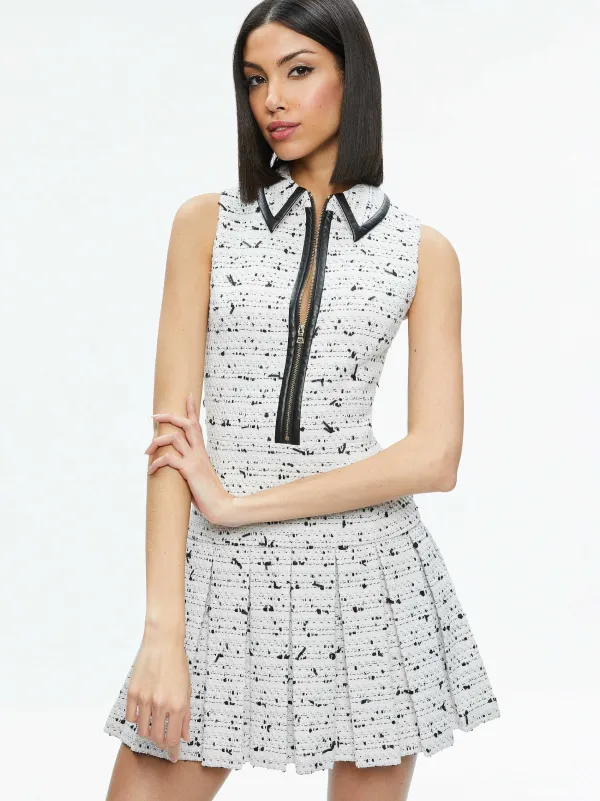 Women Alice and Olivia Ellis Tweed Box Pleat Dress