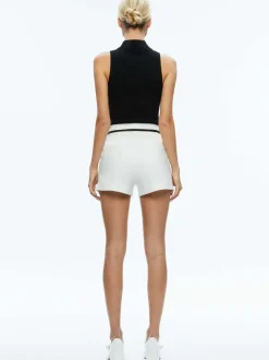 Women Alice and Olivia Esta Pleated Contrast Trim Short