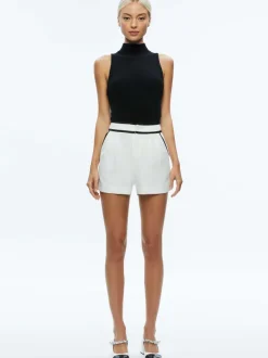 Women Alice and Olivia Esta Pleated Contrast Trim Short