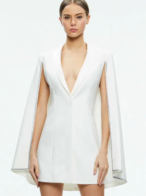 Women Alice and Olivia Esther Embellished Cape Blazer Dress