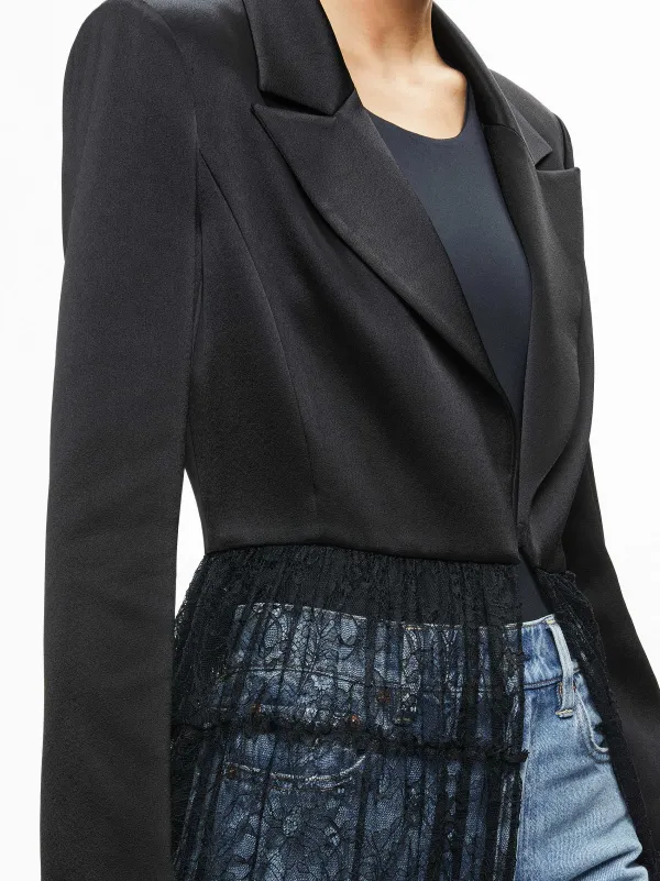 Women Alice and Olivia Everly Drama Lace Maxi Blazer
