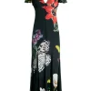 Women Alice and Olivia Fara Deep V-Neck Flutter Sleeve Maxi Dress