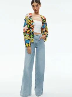 Women Alice and Olivia Fawn Butterfly Crochet Cardigan