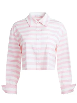 Women Alice and Olivia Finely Cropped Oversized Button Down Shirt