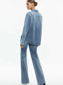 Women Alice and Olivia Finely Denim Button Down
