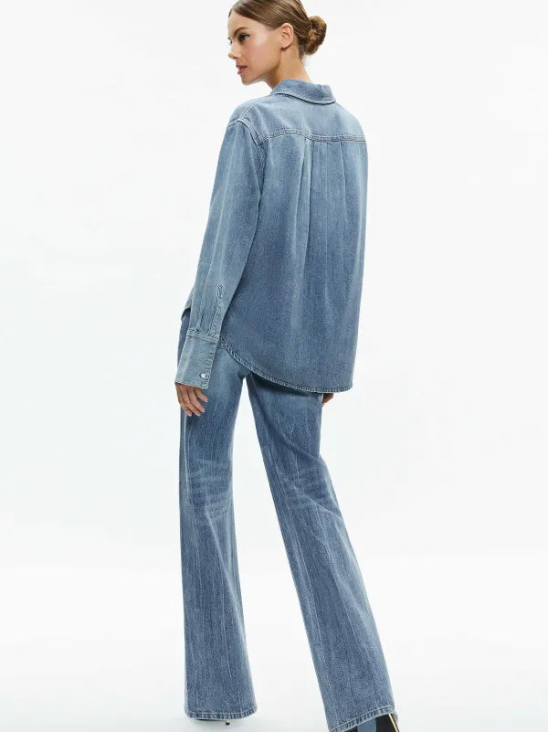 Women Alice and Olivia Finely Denim Button Down