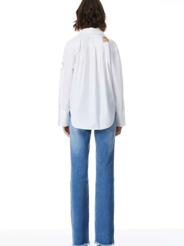 Women Alice and Olivia Finely Heart Embellished Button Down
