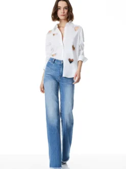 Women Alice and Olivia Finely Heart Embellished Button Down
