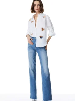 Women Alice and Olivia Finely Heart Embellished Button Down