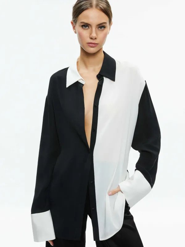 Women Alice and Olivia Finely Oversized Button Down Shirt