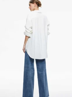 Women Alice and Olivia Finely Oversized Linen Button Down Shirt