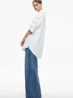 Women Alice and Olivia Finely Oversized Linen Button Down Shirt